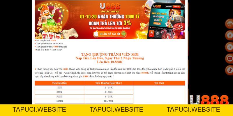 Nạp Lần Đầu U888: Hướng Dẫn Thao Tác Và Ưu Đãi Thưởng